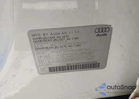 2012 Audi Q5 2.0T Premium z USA, uszkodzony, nr VIN WA1LFAFP3CA062006